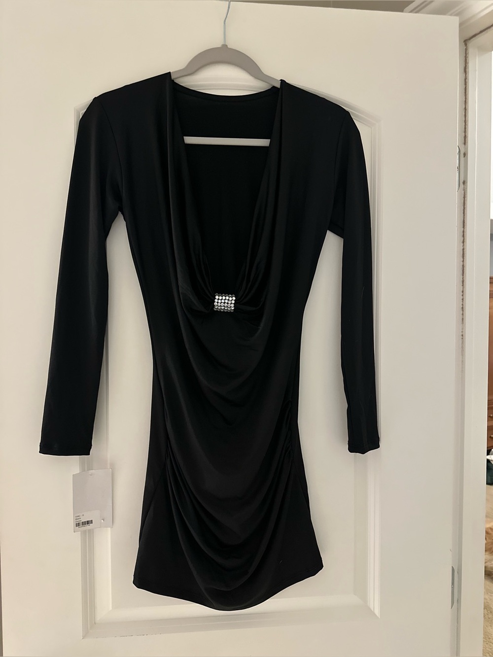 Yandy -NEW Long-Sleeve Black Dress with Deep Cowl Neck